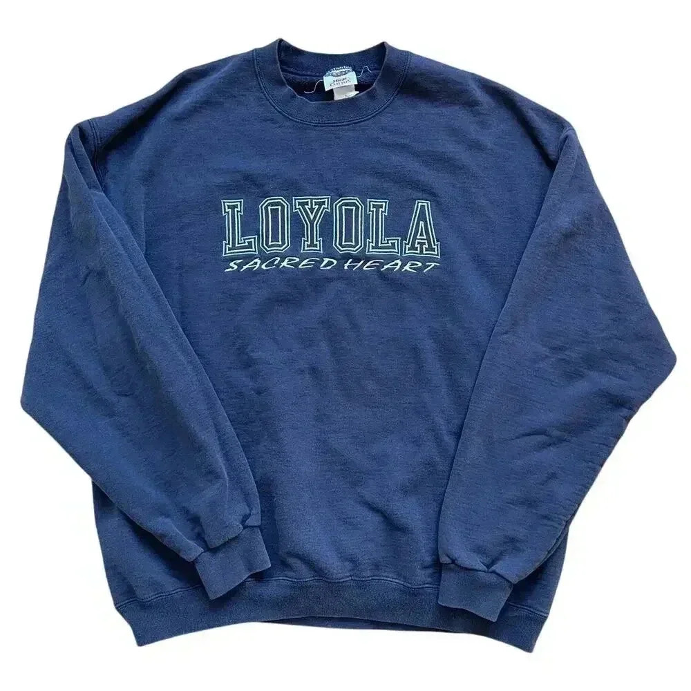 Vintage-style Loyola Sacred Heart Crewneck Sweatshirt Navy Blue Green Size XL